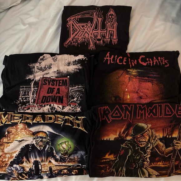 Other - Lot Metal Rock Band T-Shirts S XS Alice Chains System Down Megadeath Iron Maiden